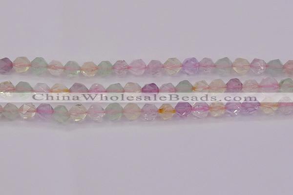 CMQ368 15.5 inches 10mm faceted nuggets mixed quartz beads