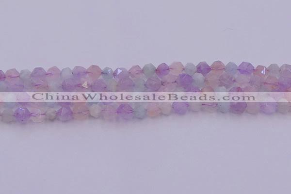 CMQ381 15.5 inches 6mm faceted nuggets mixed quartz beads