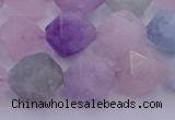 CMQ383 15.5 inches 10mm faceted nuggets mixed quartz beads