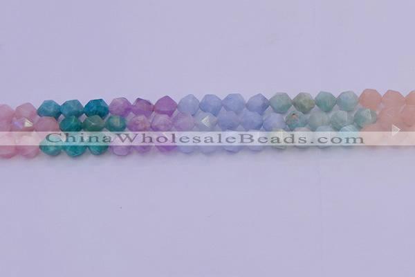 CMQ393 15.5 inches 10mm faceted nuggets mixed quartz beads