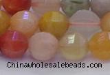 CMQ428 15.5 inches 10mm faceted round natural mixed quartz beads