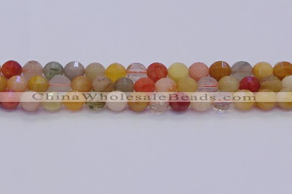 CMQ428 15.5 inches 10mm faceted round natural mixed quartz beads