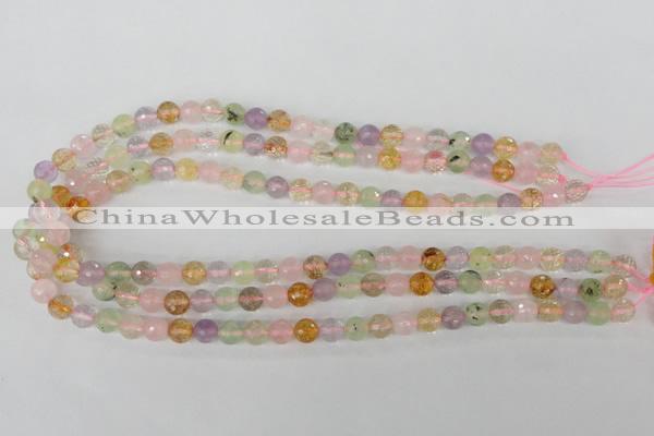 CMQ52 15.5 inches 8mm faceted round multicolor quartz beads