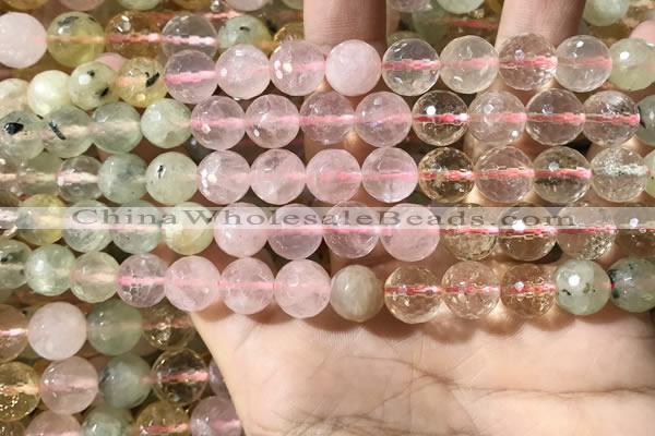 CMQ535 15.5 inches 10mm faceted round colorfull quartz beads