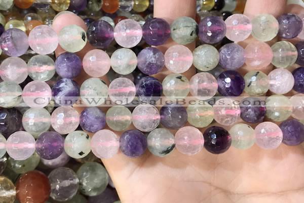 CMQ538 15.5 inches 10mm faceted round colorfull quartz beads