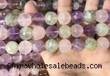CMQ540 15.5 inches 14mm faceted round colorfull quartz beads