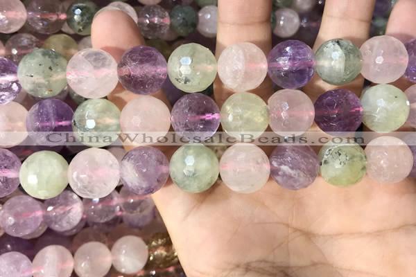 CMQ540 15.5 inches 14mm faceted round colorfull quartz beads