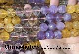 CMQ547 15.5 inches 14mm faceted round colorfull quartz beads