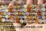 CMQ550 15.5 inches 8mm faceted round colorfull quartz beads