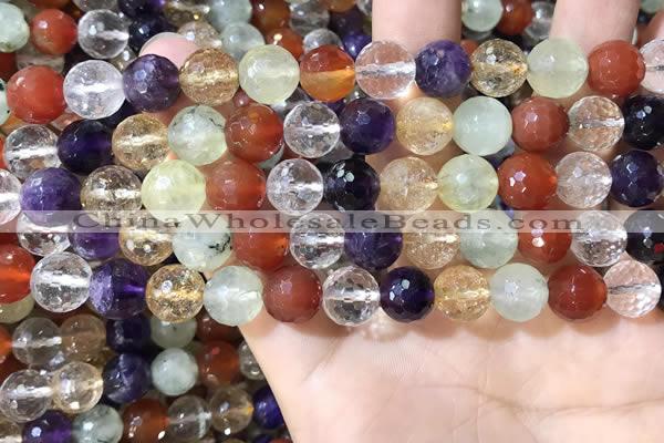 CMQ553 15.5 inches 10mm faceted round colorfull quartz beads