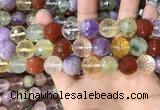 CMQ555 15.5 inches 14mm faceted round colorfull quartz beads