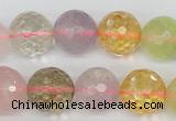 CMQ56 15.5 inches 16mm faceted round multicolor quartz beads