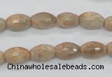 CMS101 15.5 inches 8*12mm faceted rice moonstone gemstone beads