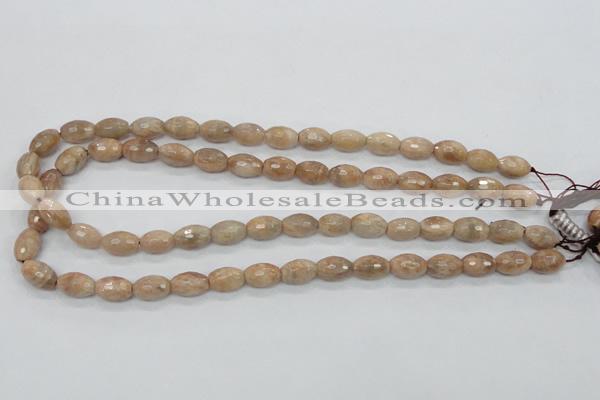 CMS101 15.5 inches 8*12mm faceted rice moonstone gemstone beads