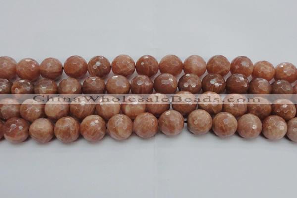 CMS1016 15.5 inches 14mm faceted round AA grade moonstone beads