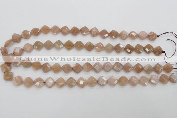 CMS105 15.5 inches 10*10mm faceted diamond moonstone gemstone beads