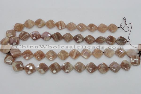 CMS106 15.5 inches 14*14mm faceted diamond moonstone gemstone beads