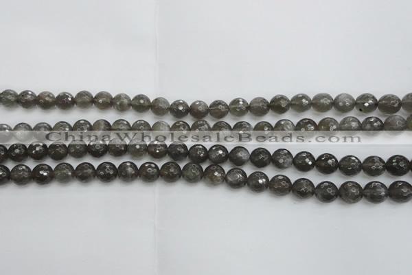 CMS1076 15.5 inches 8mm faceted round grey moonstone beads wholesale