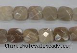 CMS108 15.5 inches 10*10mm faceted square moonstone gemstone beads