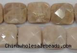 CMS110 15.5 inches 20*20mm faceted square moonstone gemstone beads