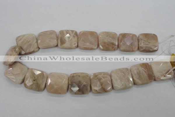 CMS111 15.5 inches 25*25mm faceted square moonstone gemstone beads