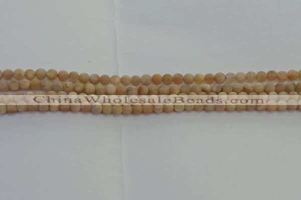 CMS1120 15.5 inches 4mm round matte moonstone gemstone beads