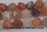 CMS1137 15.5 inches 8mm faceted nuggets rainbow moonstone beads