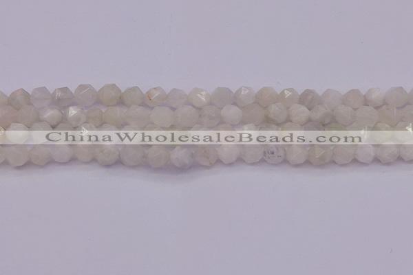 CMS1154 15.5 inches 8mm faceted nuggets white moonstone beads