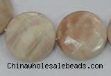 CMS116 15.5 inches 25mm faceted coin moonstone gemstone beads