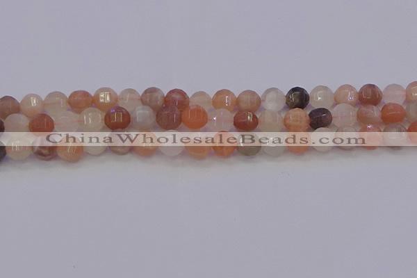 CMS1167 15.5 inches 8mm faceted round rainbow moonstone beads