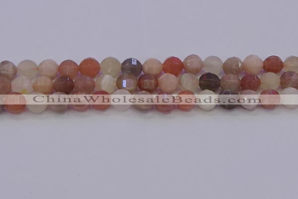 CMS1168 15.5 inches 10mm faceted round rainbow moonstone beads