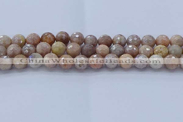 CMS1304 15.5 inches 12mm faceted round AB-color moonstone beads