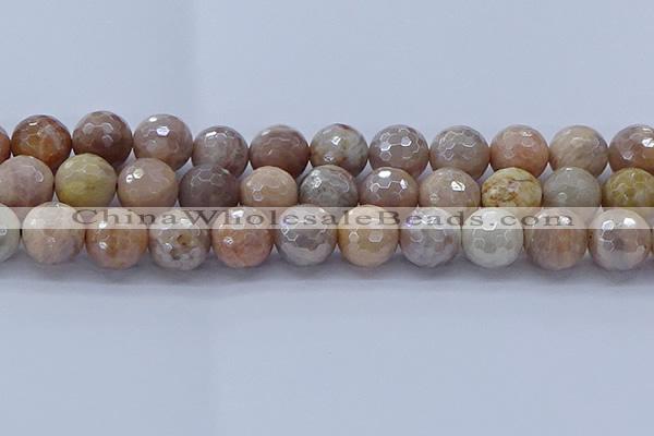 CMS1306 15.5 inches 16mm faceted round AB-color moonstone beads