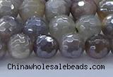 CMS1312 15.5 inches 8mm faceted round AB-color grey moonstone beads