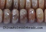 CMS1324 15.5 inches 7*12mm faceted rondelle AB-color moonstone beads