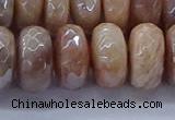 CMS1326 15.5 inches 8*16mm faceted rondelle AB-color moonstone beads