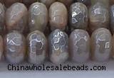 CMS1334 15.5 inches 7*12mm faceted rondelle AB-color grey moonstone beads