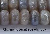 CMS1335 15.5 inches 7*14mm faceted rondelle AB-color grey moonstone beads