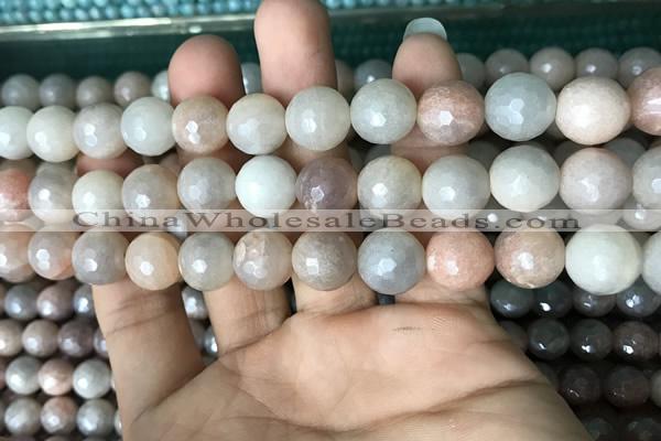 CMS1459 15.5 inches 12mm faceted round AB-color moonstone beads