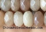 CMS1479 15.5 inches 5*8mm faceted rondelle AB-color moonstone beads