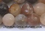 CMS1497 15.5 inches 8mmm faceted round rainbow moonstone beads