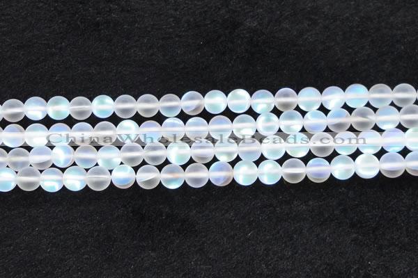 CMS1507 15.5 inches 8mm round matte synthetic moonstone beads