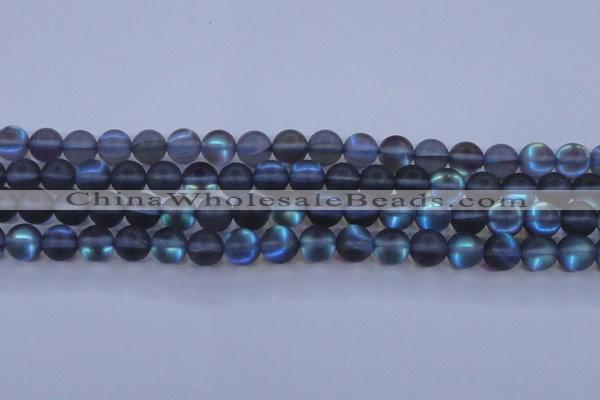 CMS1518 15.5 inches 10mm round matte synthetic moonstone beads