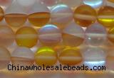 CMS1538 15.5 inches 10mm round matte synthetic moonstone beads