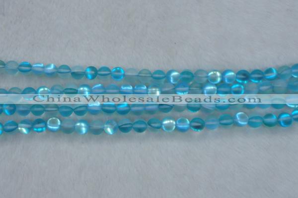 CMS1556 15.5 inches 6mm round matte synthetic moonstone beads