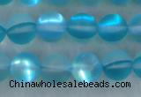 CMS1557 15.5 inches 8mm round matte synthetic moonstone beads