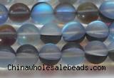 CMS1568 15.5 inches 10mm round matte synthetic moonstone beads