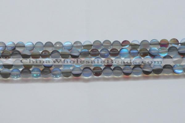 CMS1568 15.5 inches 10mm round matte synthetic moonstone beads