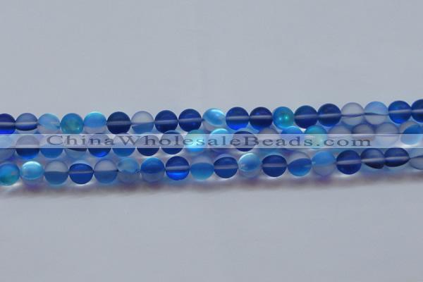 CMS1588 15.5 inches 10mm round matte synthetic moonstone beads