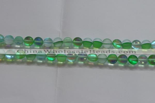 CMS1607 15.5 inches 8mm round matte synthetic moonstone beads